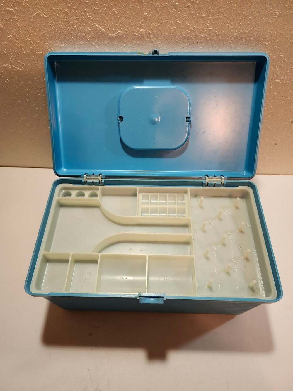 Vintage Wil-Hold Blue Plastic Sewing Box Organizer Tray